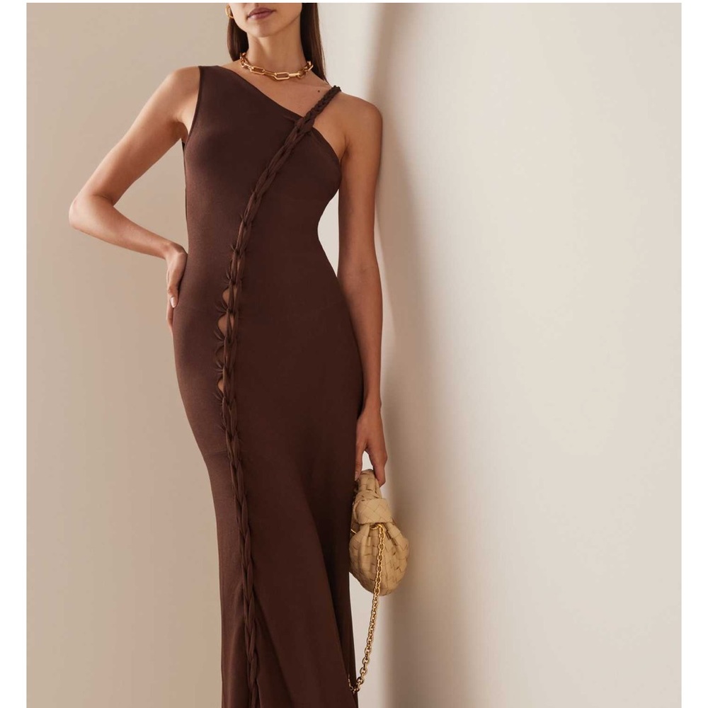 Aya Muse Birch Asymmetric Maxi Dress in Brown Size XS